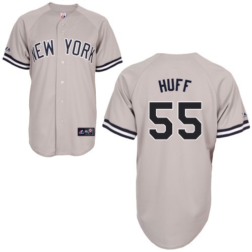 David Huff #55 MLB Jersey-New York Yankees Men's Authentic Replica Gray Road Baseball Jersey - Click Image to Close